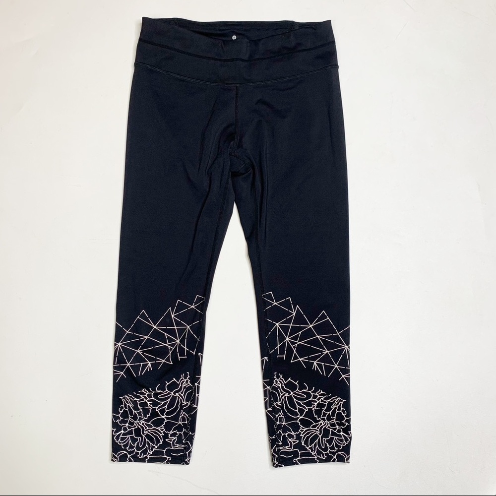 Athleta Graphic Floral Sonar Capri Leggings Black Size Small